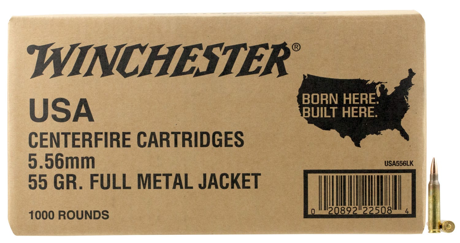 Winchester Ammo WM1931000 USA M193 5.56x45mmNATO 55gr Full Metal Jacket 1000rds *Sold by Case