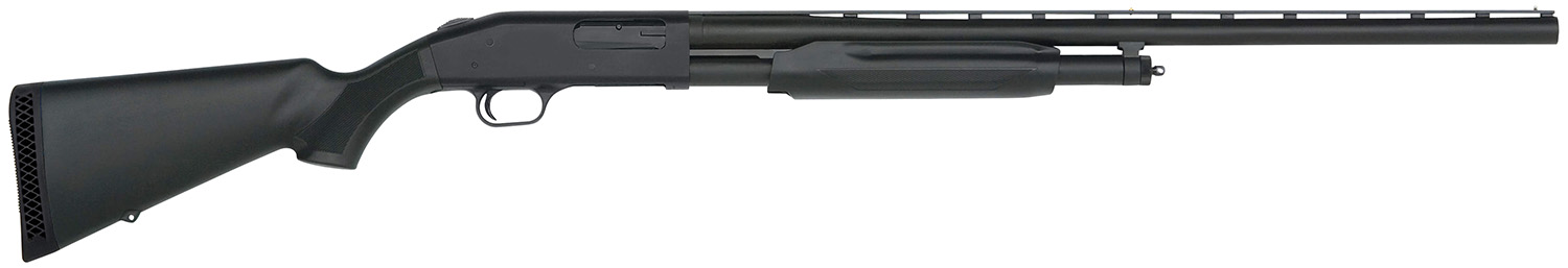 Mossberg 56420 500 All Purpose Full Size 12 Gauge Pump 3" 5+1 28" Matte Blued Vent Rib Barrel, Matte Blued Integral Scope Mount Steel Receiver, Fixed Black Synthetic Stock, Right Hand, Accu-Set Chokes