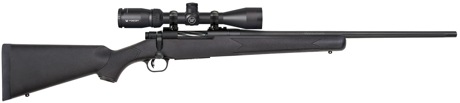 Mossberg 28001 Patriot 6.5 Creedmoor Caliber with 5+1 Capacity, 22" Fluted Barrel, Matte Blued Metal Finish & Black Synthetic Stock Right Hand (Full Size) Includes Vortex Crossfire II 3-9x40mm Scope