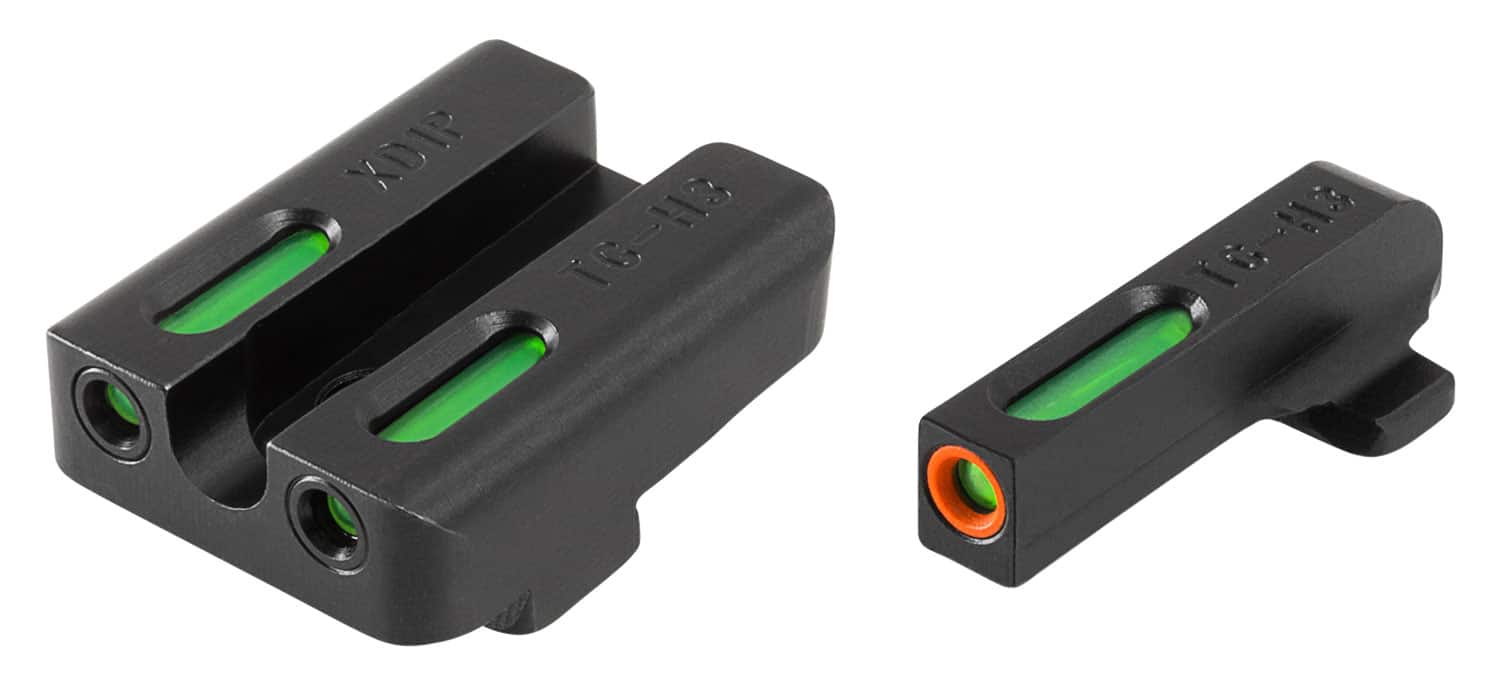 TruGlo TG13XD1PC TFX Pro Black | Green Tritium & Fiber Optic Orange Outline Front Sight Green Tritium & Fiber Optic Rear Sight