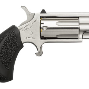 North American Arms PUGD Pug 22 WMR 5 Shot 1" Stainless Steel Barrel, Frame & Cylinder, Black Pebbled Rubber Grip, Exposed Hammer