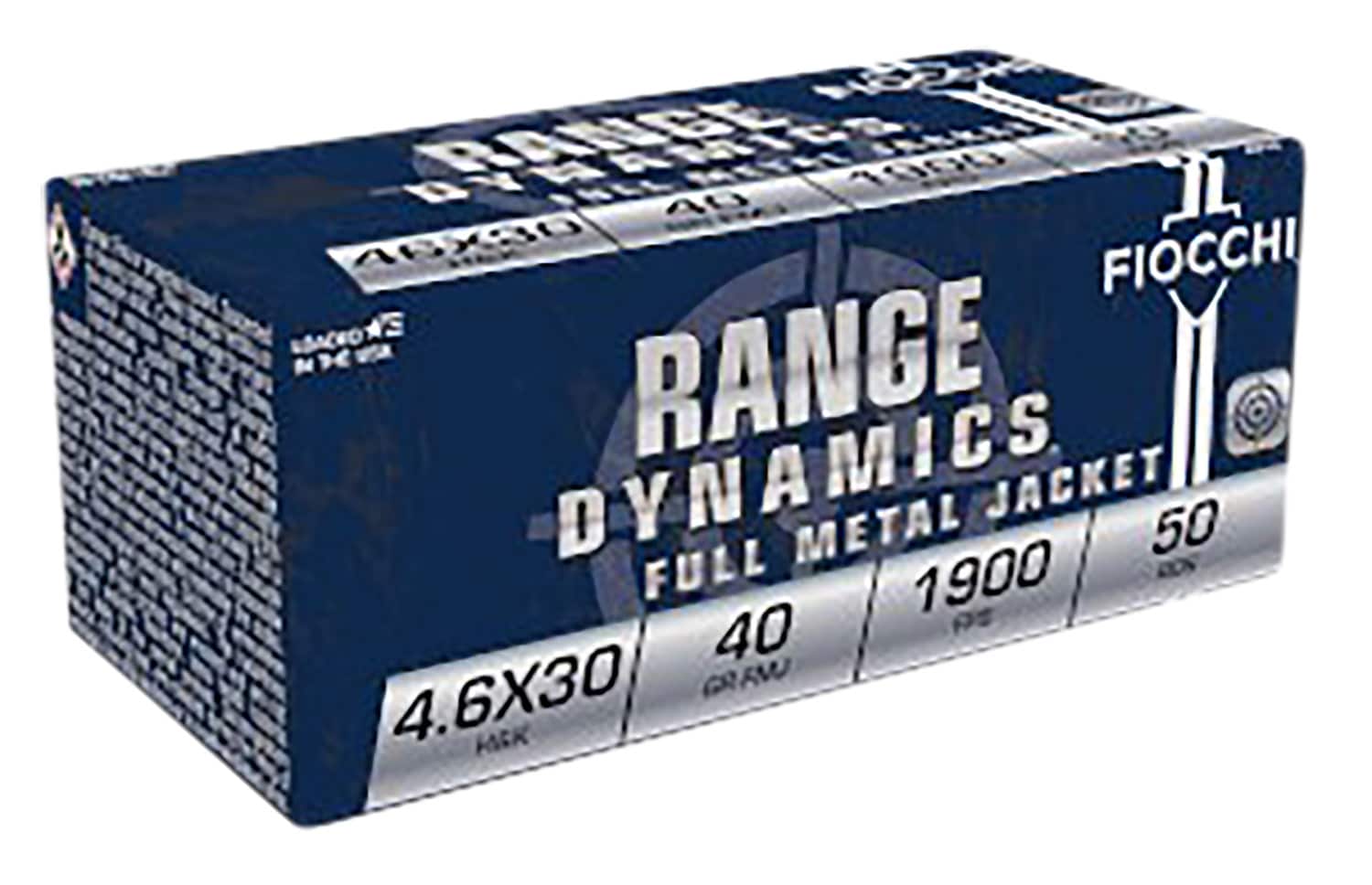 Fiocchi 46EXA Range Dynamics 4.6x30mmH&K 40gr Full Metal Jacket 50 Per Box/20 Case