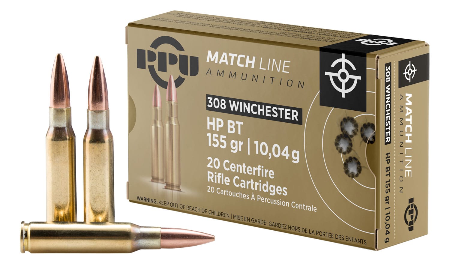 PPU PPM3081 Match 308Win 155gr Hollow Point Boat Tail 20 Per Box/10 Case