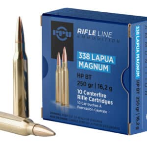PPU PP338H Standard Rifle 338LapuaMag 250gr Hollow Point Boat Tail 10 Per Box/20 Case