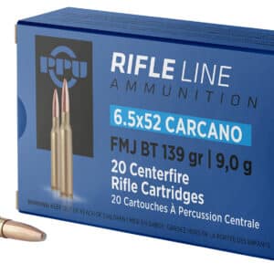 PPU PP6CF Metric Rifle 6.5x52mmCarcano 139gr Full Metal Jacket Boat Tail 20 Per Box/10 Case