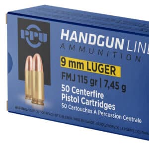 PPU PPH9F1 Handgun 9mmLuger 115gr Full Metal Jacket 50 Per Box/20 Case