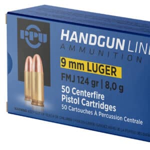 PPU PPH9F2 Handgun 9mmLuger 124gr Full Metal Jacket 50 Per Box/20 Case