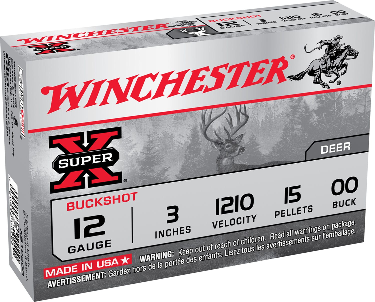 Winchester Ammo XB12300VP Super X 12Gauge 3" 15Pellets 00Buck Shot 15 Per Box/10 Case *Value Pack