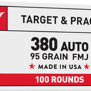 Winchester Ammo USA380VP USA 380ACP 95gr Full Metal Jacket Flat Nose 100 Per Box/5 Case