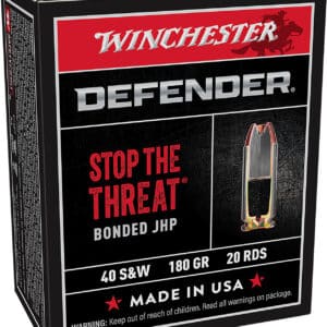 Winchester Ammo S40SWPDB1 Defender 40S&W 180gr Bonded Jacket Hollow Point 20 Per Box/10 Case