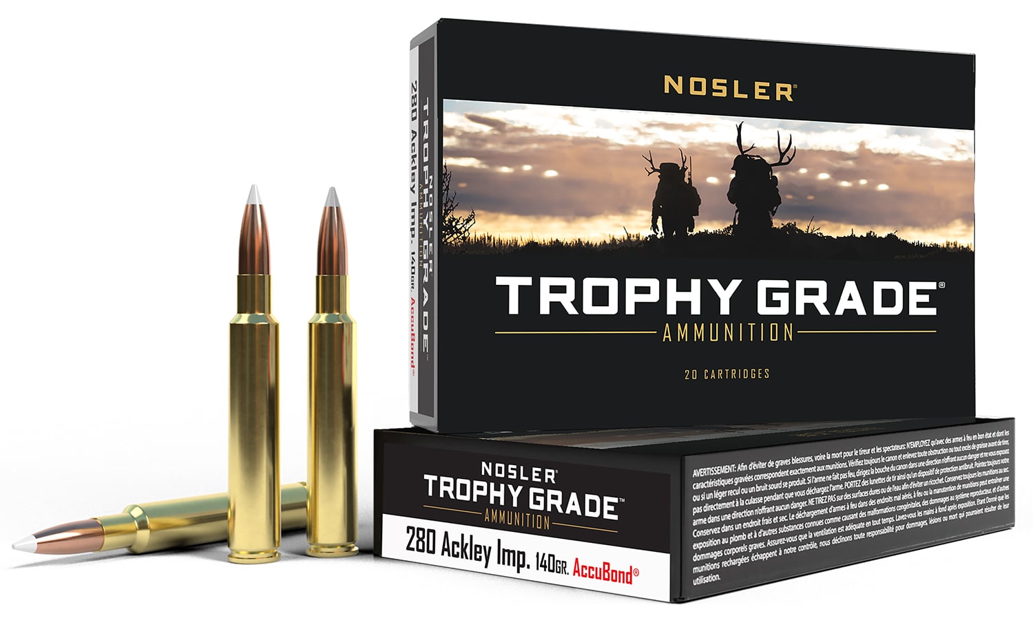 Nosler 60043 Trophy Grade 280Ackley Improved 140gr Nosler AccuBond 20 Per Box/10 Case