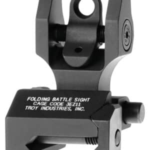 Troy Ind SSIGFBSROBT00 Rear Folding BattleSight Round  Black Hardcoat Anodized for AR-15