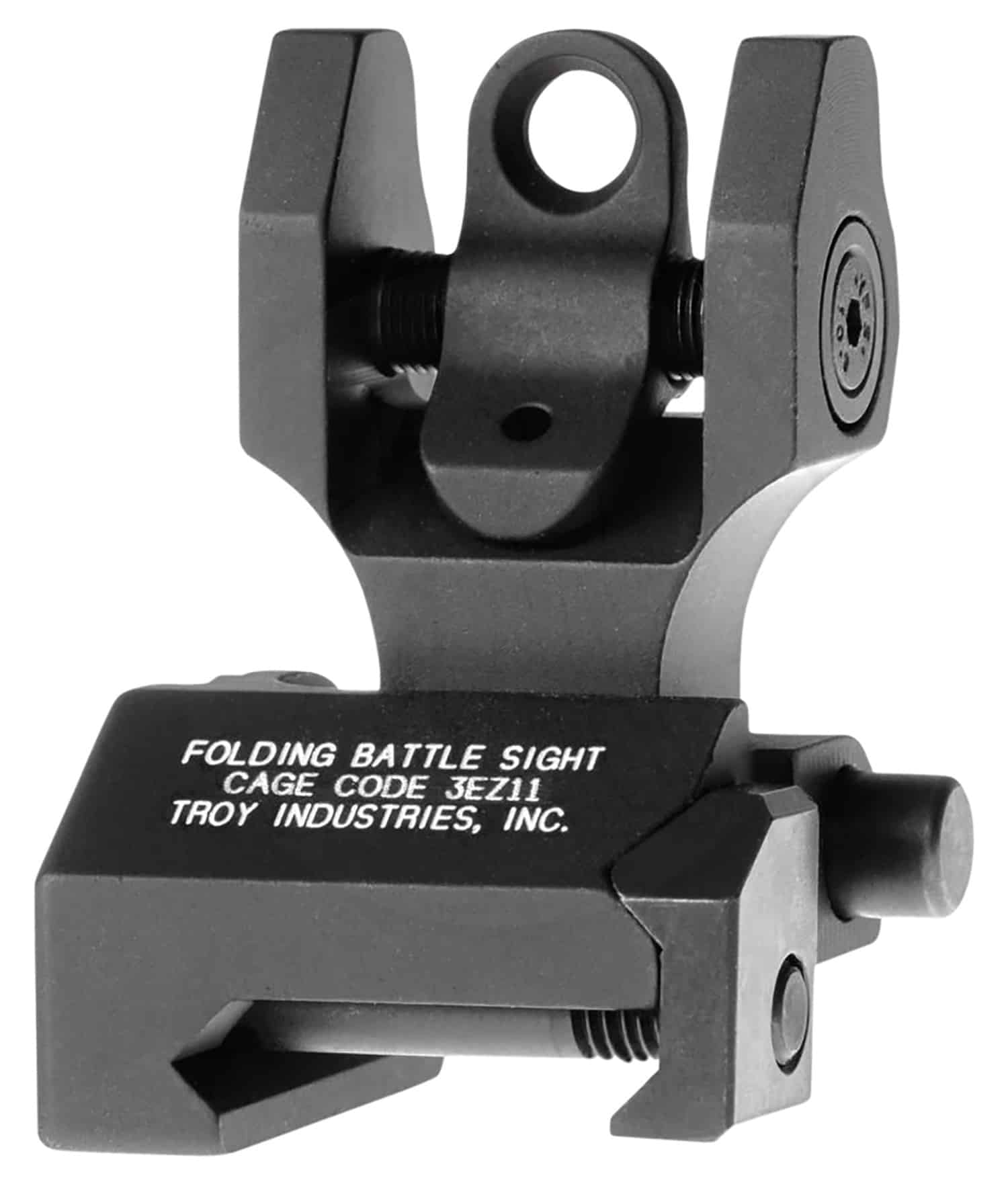 Troy Ind SSIGFBSROBT00 Rear Folding BattleSight Round Black Hardcoat Anodized for AR-15