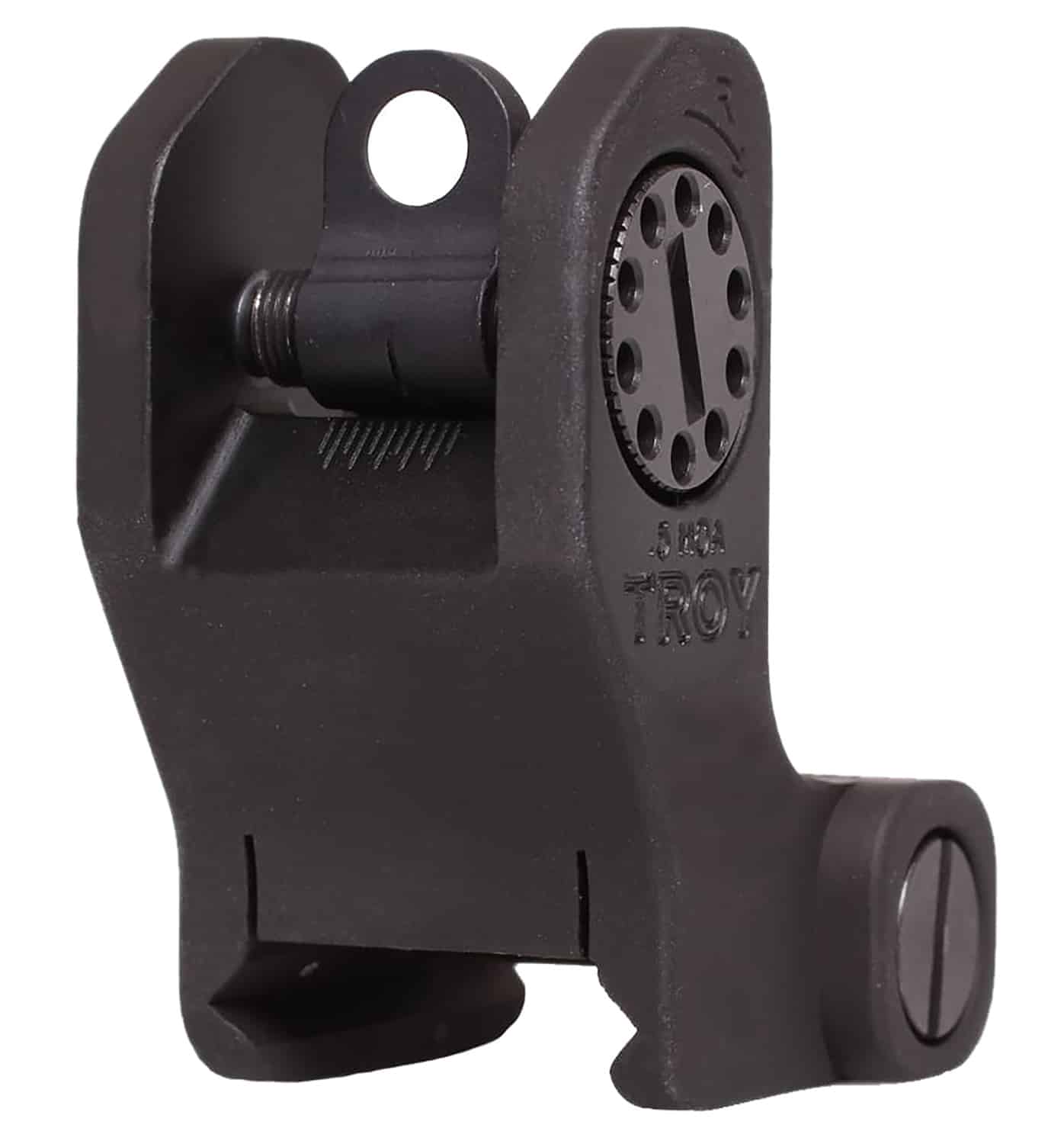 Troy Ind SSIGFRSROBT00 Rear Fixed BattleSight Round Black Hardcoat Anodized for AR-15/AR-10