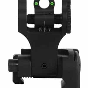 Troy Ind SSIGFBSRTBT00 Tritium Rear Folding BattleSight Round  Black Hardcoat Anodized for AR-15