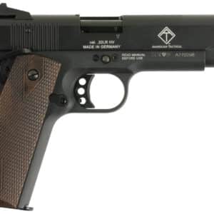 GSG GSG2210M1911 1911 22 LR 10+1 5" Threaded Barrel, Black Anodized Serrated Slide & Zinc Alloy w/Beavertail Frame, Double Diamond Walnut Grip