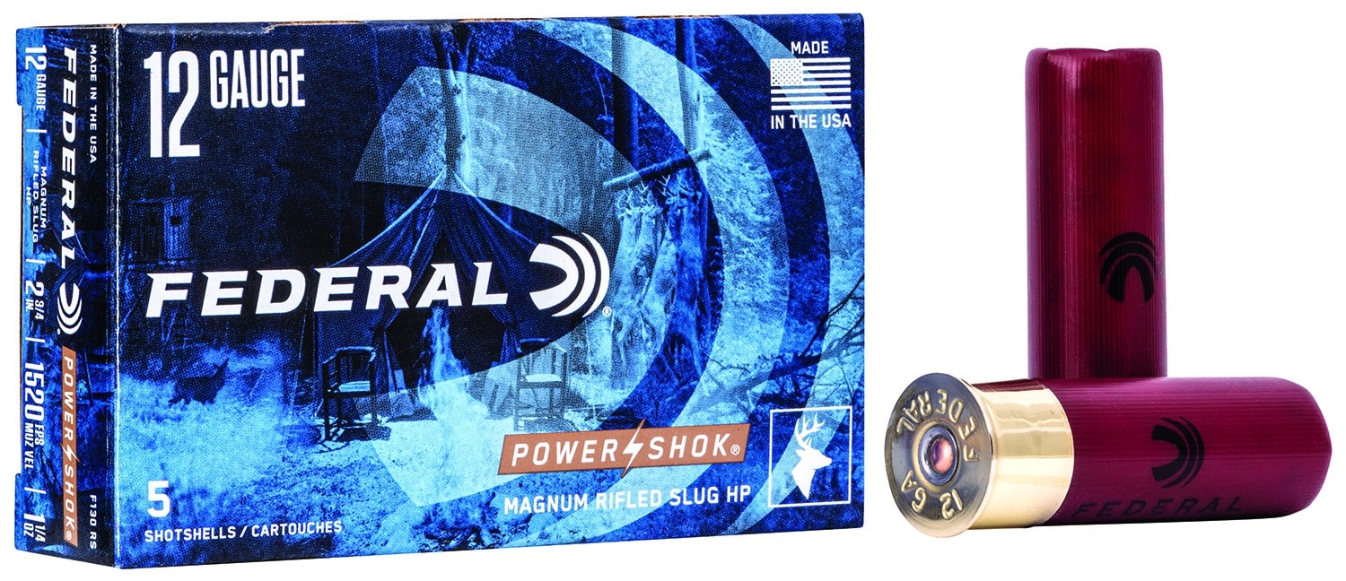 Federal F130RS Power-Shok 12Gauge 2.75" 1 1/4oz Rifled SlugShot 5 Per Box/50 Case