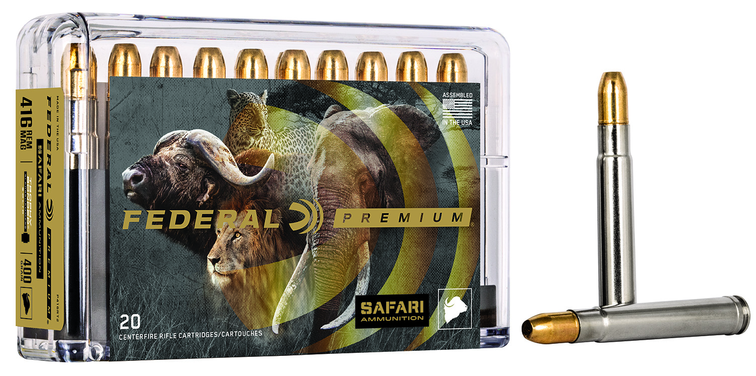 Federal P416RT2 Premium Safari Cape-Shok 416RemMag 400gr Trophy Bonded Sledgehammer Solid 20 Per Box/10 Case