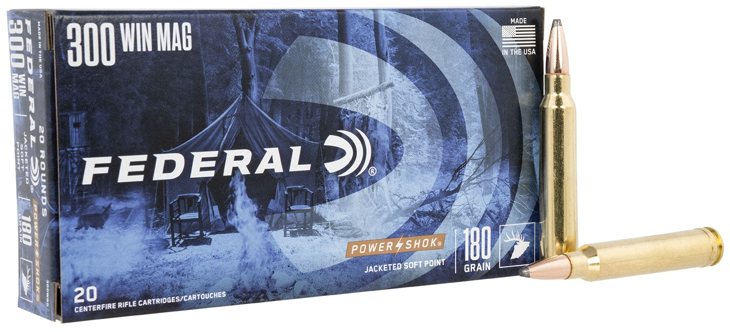 Federal 300WBS Power-Shok 300WinMag 180gr Jacketed Soft Point 20 Per Box/10 Case