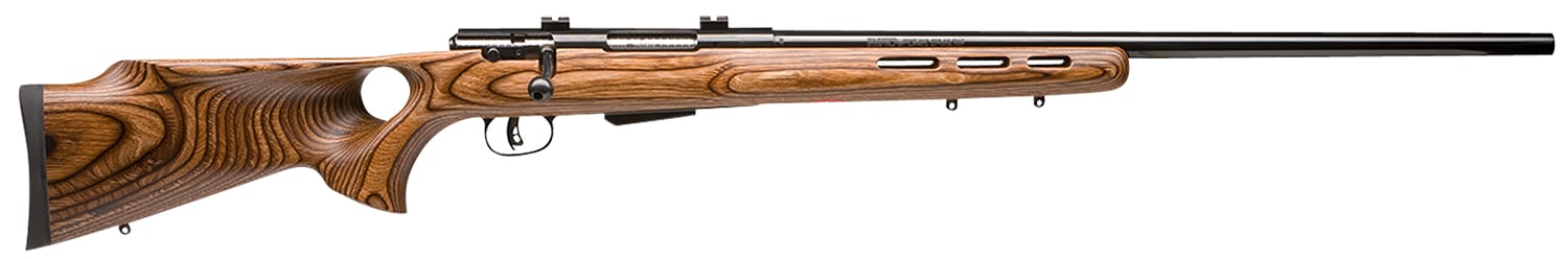 Savage Arms 19142 25 Lightweight Varminter-T Full Size 222 Rem 4+1 24" Matte Black Heavy Barrel, Matte Black Carbon Steel Receiver Drilled & Tapped, Satin Brown Thumbhole Laminate Stock, Right Hand
