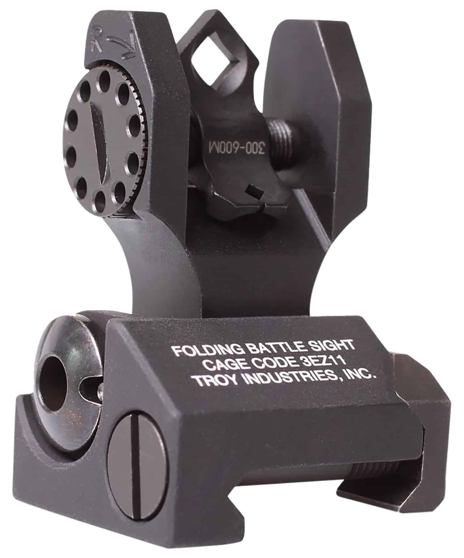 Troy Ind SSIGDOARFBT00 Rear Folding BatteleSight Dioptic Black Hardcoat Anodized for AR-15