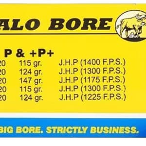Buffalo Bore Ammunition 24B20 Personal Defense Strictly Business 9mmLuger +P+ 124gr Jacket Hollow Point 20 Per Box/12 Case