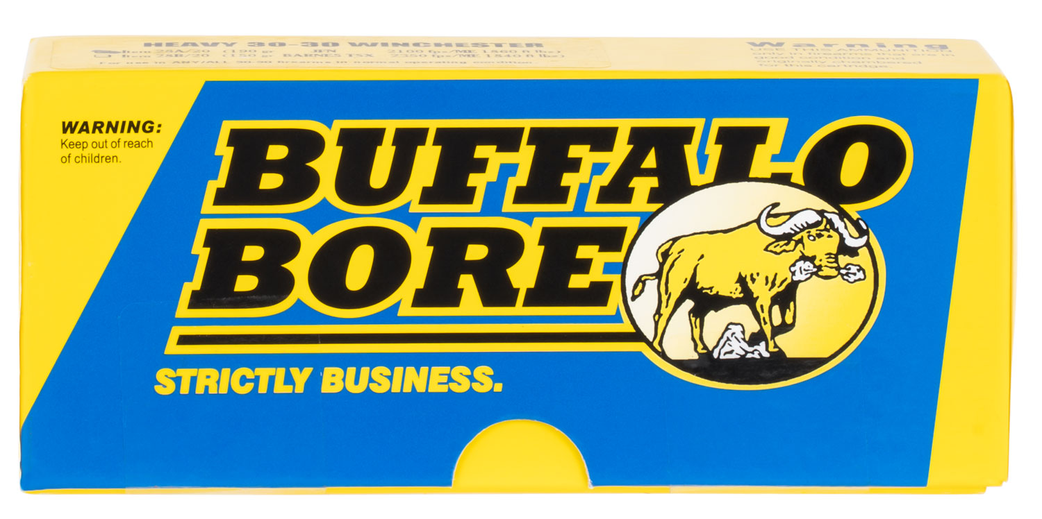 Buffalo Bore Ammunition 28A20 Heavy Strictly Business 30-30Win 190gr Semi Jacketed Flat Point 20 Per Box/12 Case