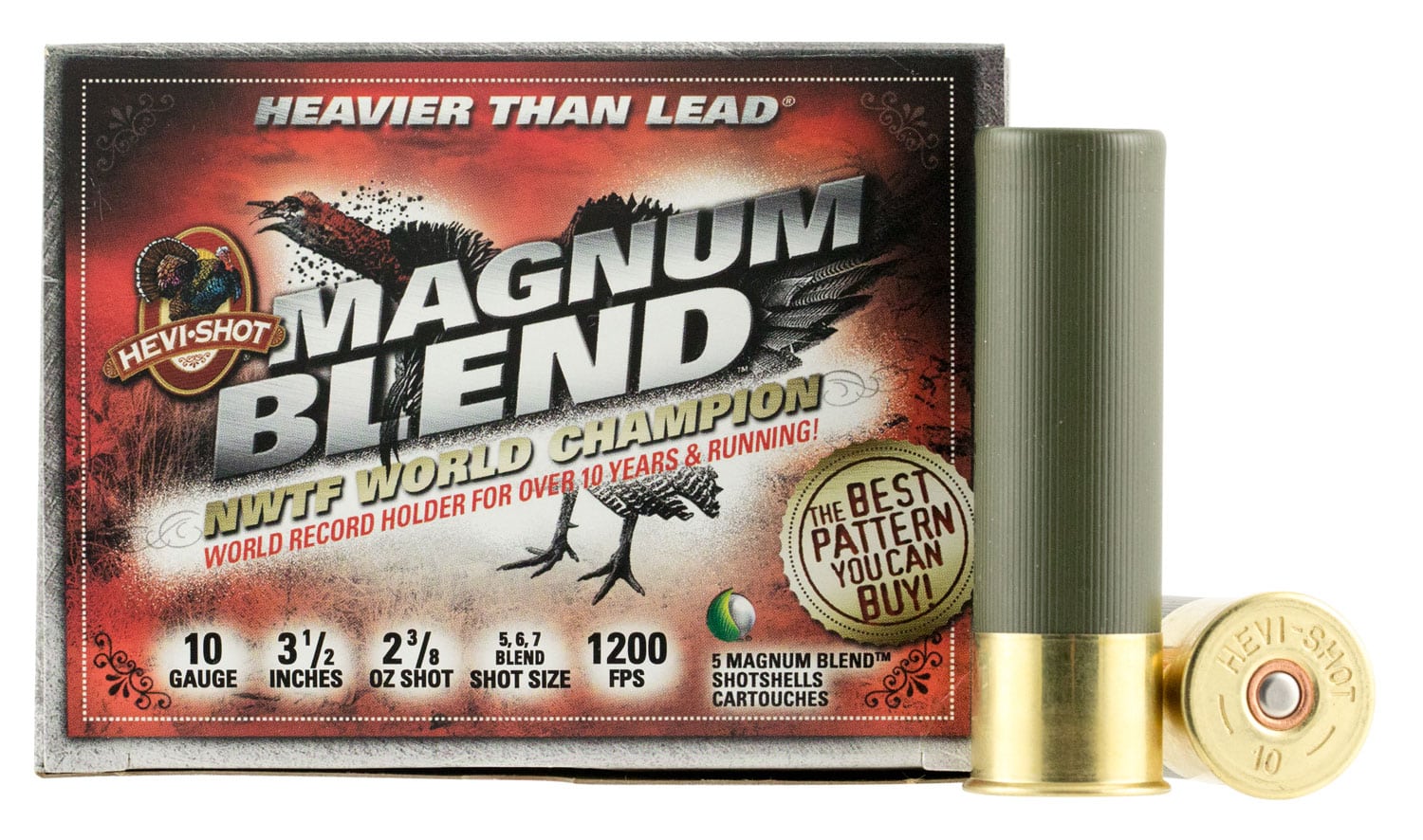 HEVI-Shot HS13567 Magnum Blend 10Gauge 3.50" 2 3/8oz Tungsten 5/6/7Shot 5 Per Box/10 Case