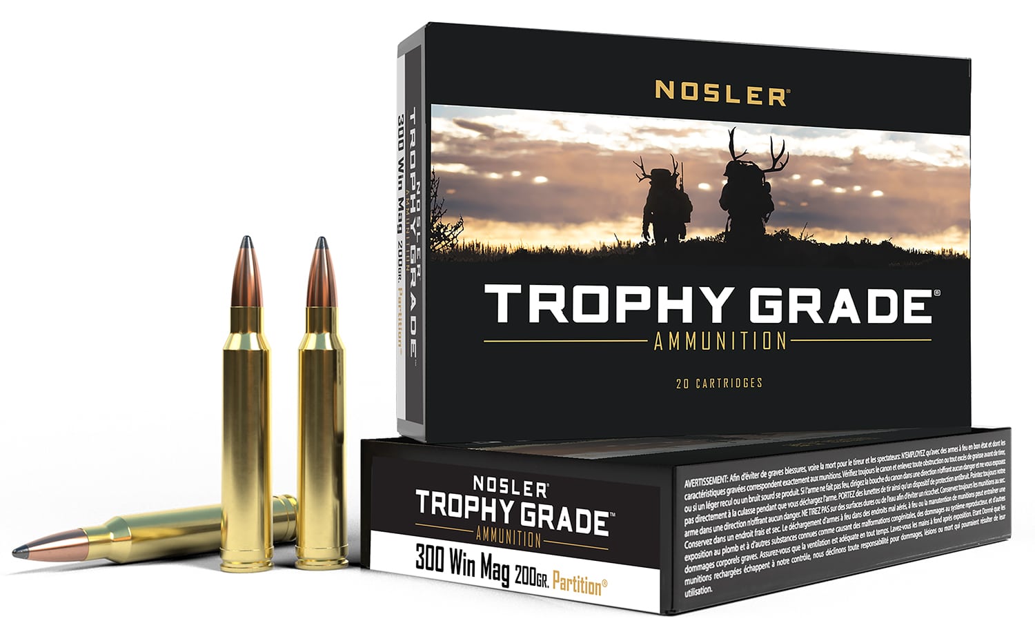Nosler 60069 Trophy Grade 300WinMag 200gr Nosler Spitzer Partition 20 Per Box/10 Case