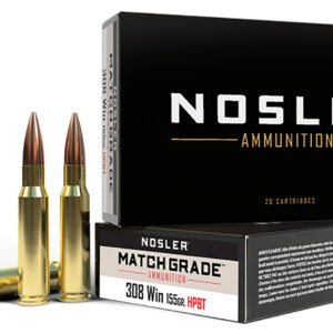 Nosler 60052 Match Grade  308Win 155gr Custom Competition Hollow Point Boat Tail 20 Per Box/10 Case
