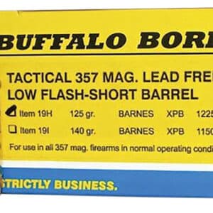 Buffalo Bore Ammunition 19H20 Buffalo-Barnes Strictly Business 357Mag 125gr Barnes VOR-TX XPB Lead Free 20 Per Box/12 Case