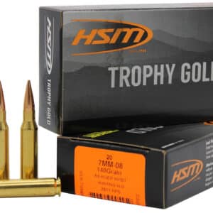 HSM 7MM08140VLD Trophy Gold Extended Range 7mm-08 Rem 140 gr Berger Hunting VLD Match 20 Per Box/ 25 Case