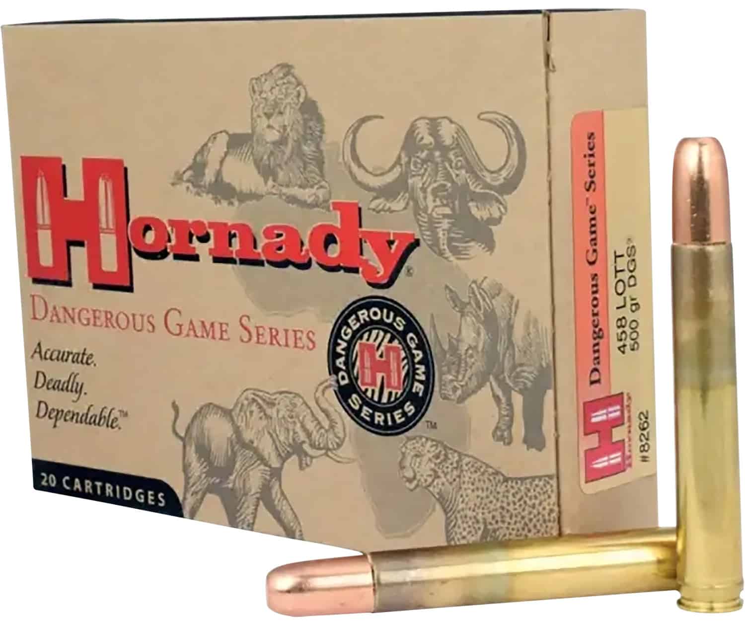 Hornady 8262 Dangerous Game 458Lott 500gr Dangerous Game Solid 20 Per Box/6 Case