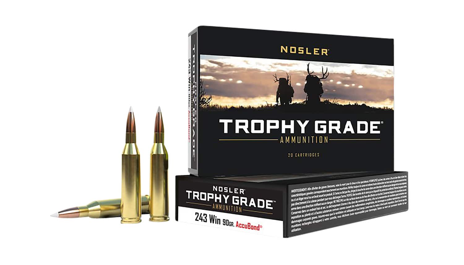 Nosler 48263 Trophy Grade 243Win 90gr Nosler AccuBond 20 Per Box/10 Case