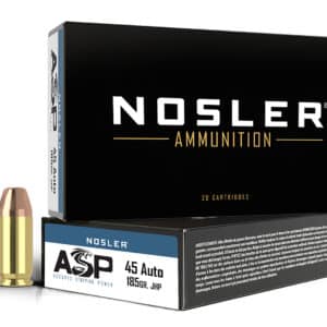 Nosler 51271 Assured Stopping Power Handgun 45ACP 185gr Jacketed Hollow Point 50 Per Box/10 Case