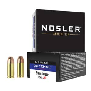 Nosler 38432 Defense Handgun 9mmLuger+P 124gr Bonded Performance Jacketed Hollow Point 20 Per Box/10 Case