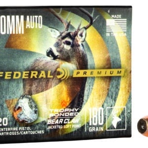 Federal P10T1 Premium 10mmAuto 180gr Trophy Bonded Bear Claw Jacketed Soft Point 20 Per Box/10 Case