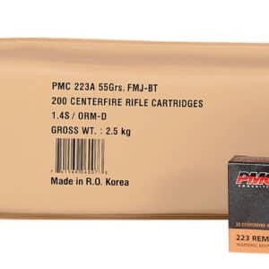 PMC 223ABP Bronze Battle Pack 223Rem 55gr Full Metal Jacket Boat Tail 200 Per Box/5 Case