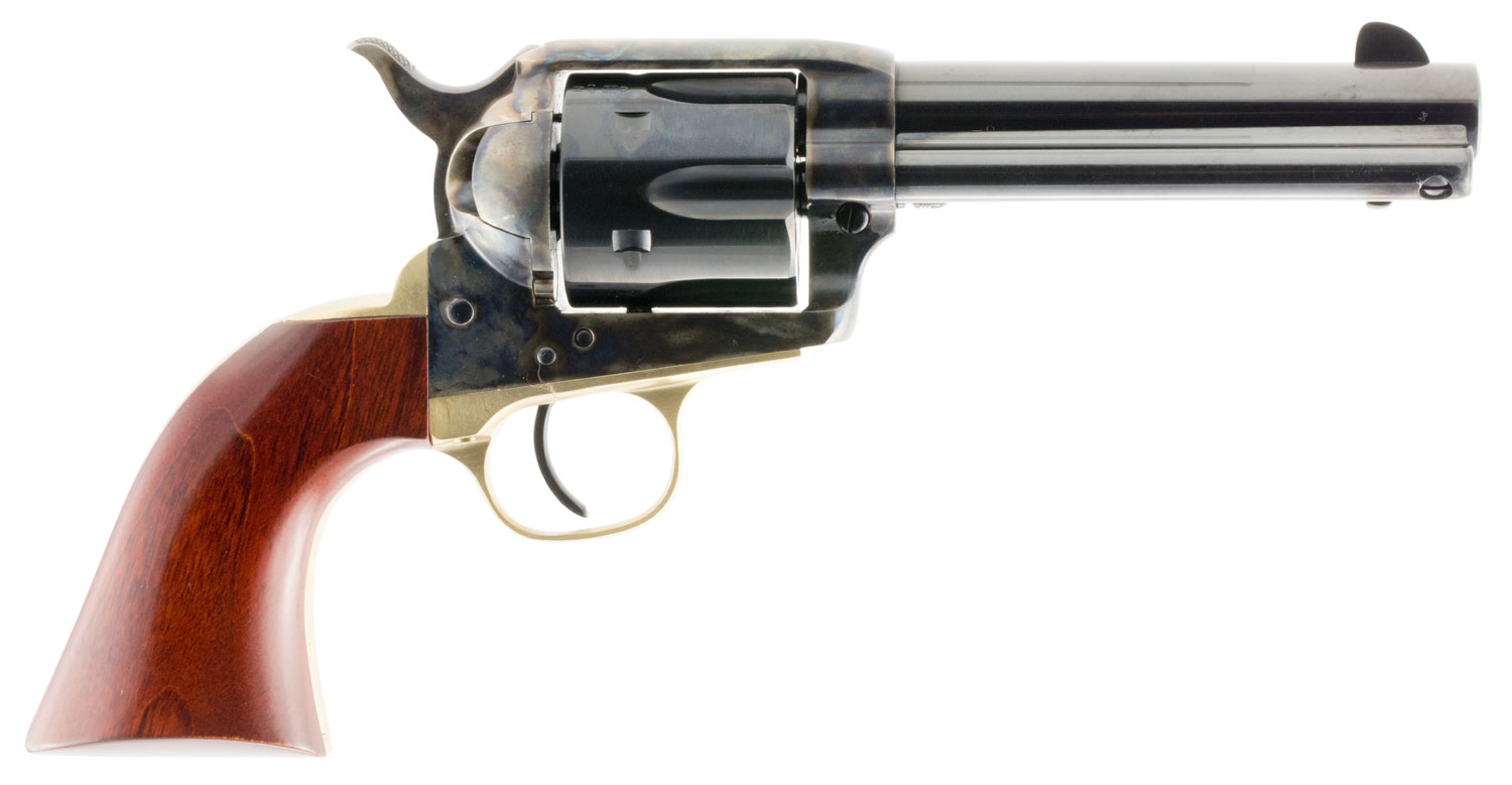 Taylors & Company 550526 Ranch Hand 357 Mag Caliber with 4.75" Blued Finish Barrel, 6rd Capacity Blued Finish Cylinder, Color Case Hardened Finish Steel Frame & Walnut Grip