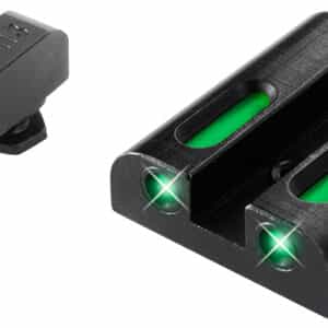 TruGlo TG13GL1A TFX Low Green/White Outline Fiber Optic/Tritium Front/Green Fiber Optic/Tritium Rear/Black Nitride Fortress Frame, Compatible w/Most Glock Except MOS, Front Post/Rear Dovetail Mount