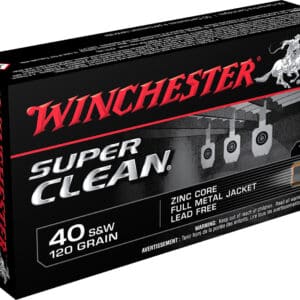 Winchester Ammo W40SWLF Super Clean 40S&W 120gr Lead Free Full Metal Jacket 50 Per Box/10 Case