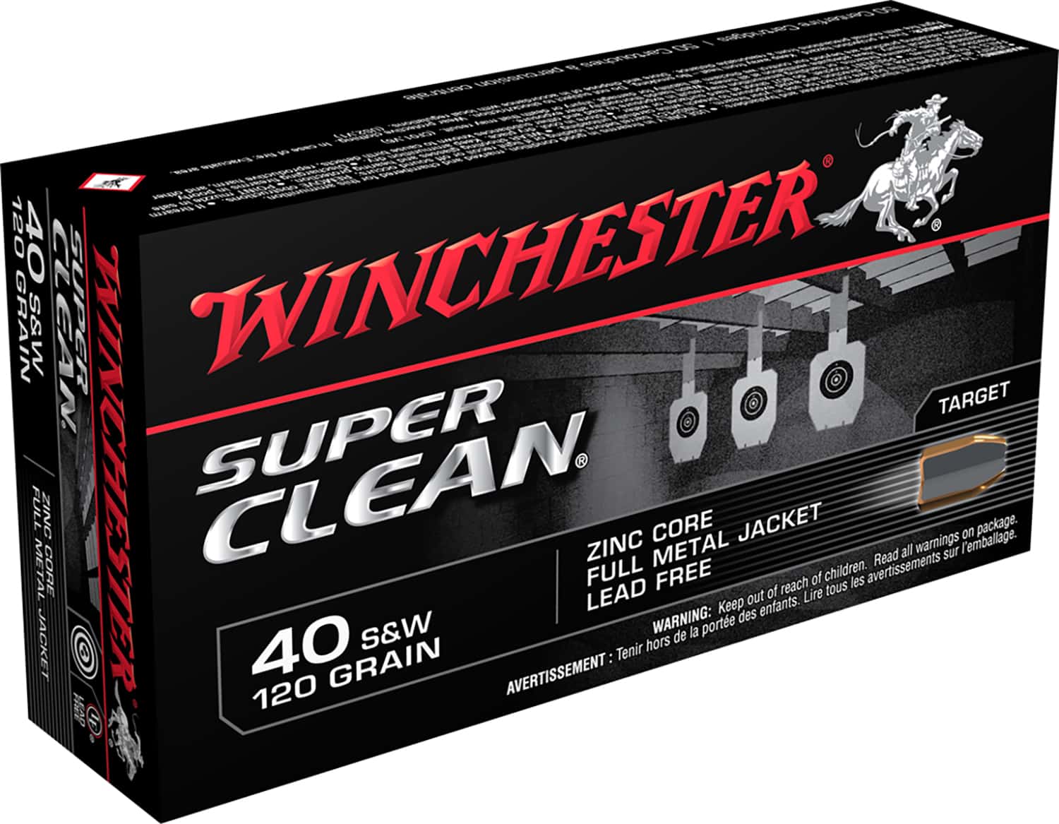 Winchester Ammo W40SWLF Super Clean 40S&W 120gr Lead Free Full Metal Jacket 50 Per Box/10 Case