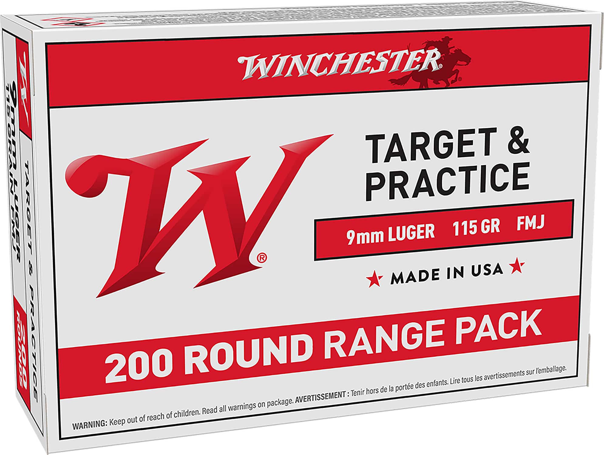 Winchester Ammo USA9W USA 9mmLuger 115gr Full Metal Jacket 200 Per Box/5 Case