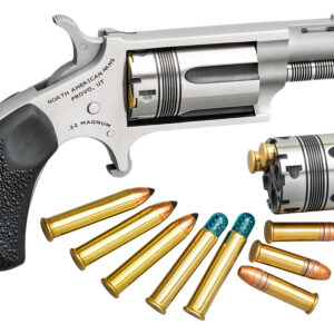 North American Arms 22MSCTW Wasp 22 LR 22 WMR 5 Shot 1.13" Stainless Steel Vent Rib Barrel, Stainless Frame & Cylinder, Black Pebbled Rubber Grip, Exposed Hammer