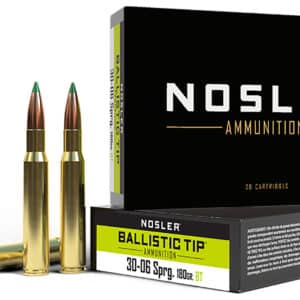 Nosler 40072 Ballistic Tip 30-06Springfield 180gr Spitzer Ballistic Tip 20 Per Box/10 Case