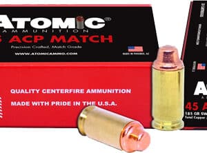 ATOMIC 45 ACP MATCH 185GR LEAD - SWC COPPER PLATED 50RD 10BX/CS