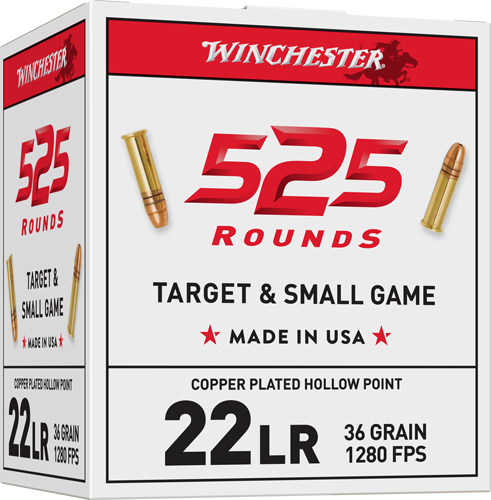 WINCHESTER 22LR 36GR PLATED HP - 1280FPS 525RD 10BX/CS