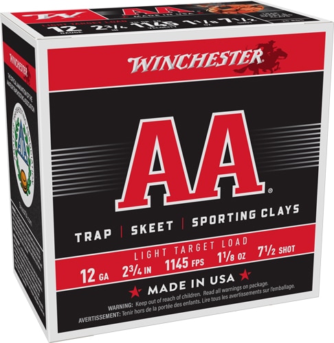 WINCHESTER AA 12GA 2.75" - 1-1/8OZ #7.5 1145FPS 250R CASE - Image 2