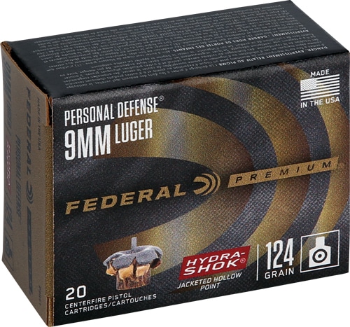 FEDERAL PREMIUM 9MM LUGER 124G - HYDRA-SHOK JHP 20RD 25BX/CS - Image 2