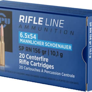 PPU 6.5X54 MANNLICHER SHONAUER - 156GR. JSP-RN 20RD 10BX/CS